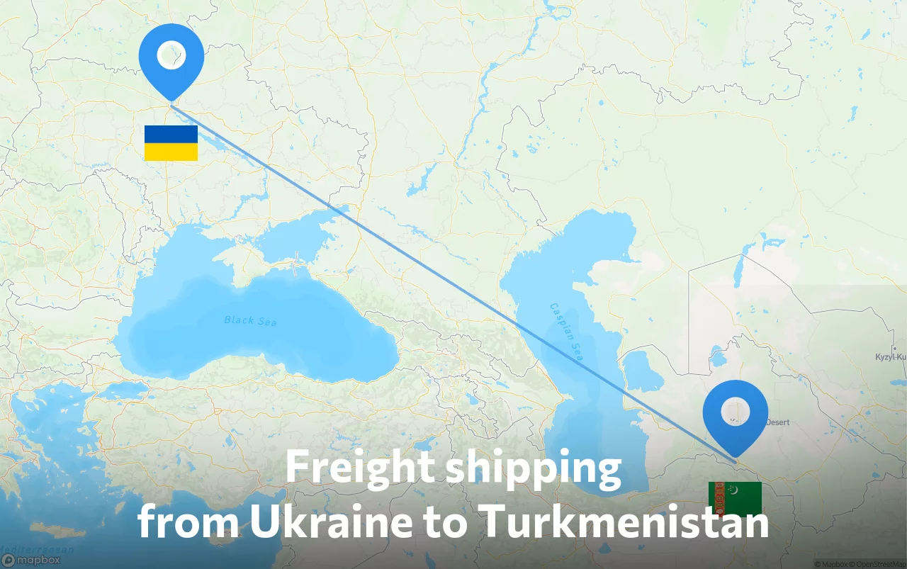 Shipping route from Ukraine to Turkmenistan