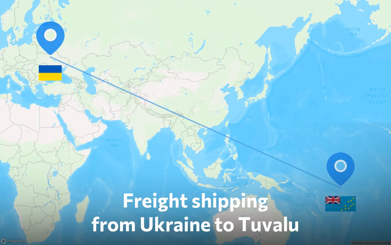 Shipping route from Ukraine to Tuvalu