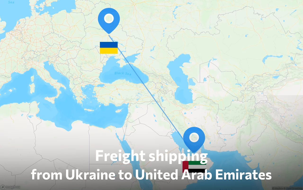 Shipping route from Ukraine to United Arab Emirates
