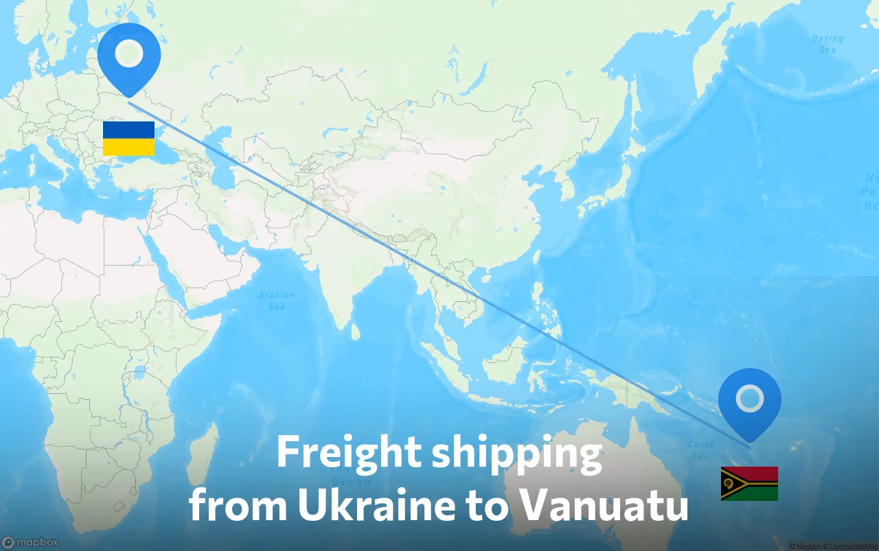 Shipping route from Ukraine to Vanuatu