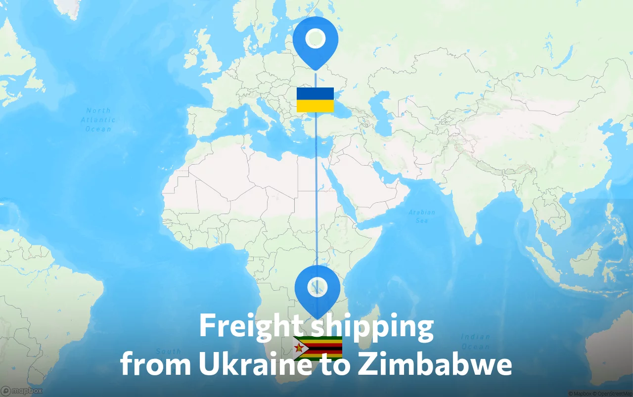 Shipping route from Ukraine to Zimbabwe