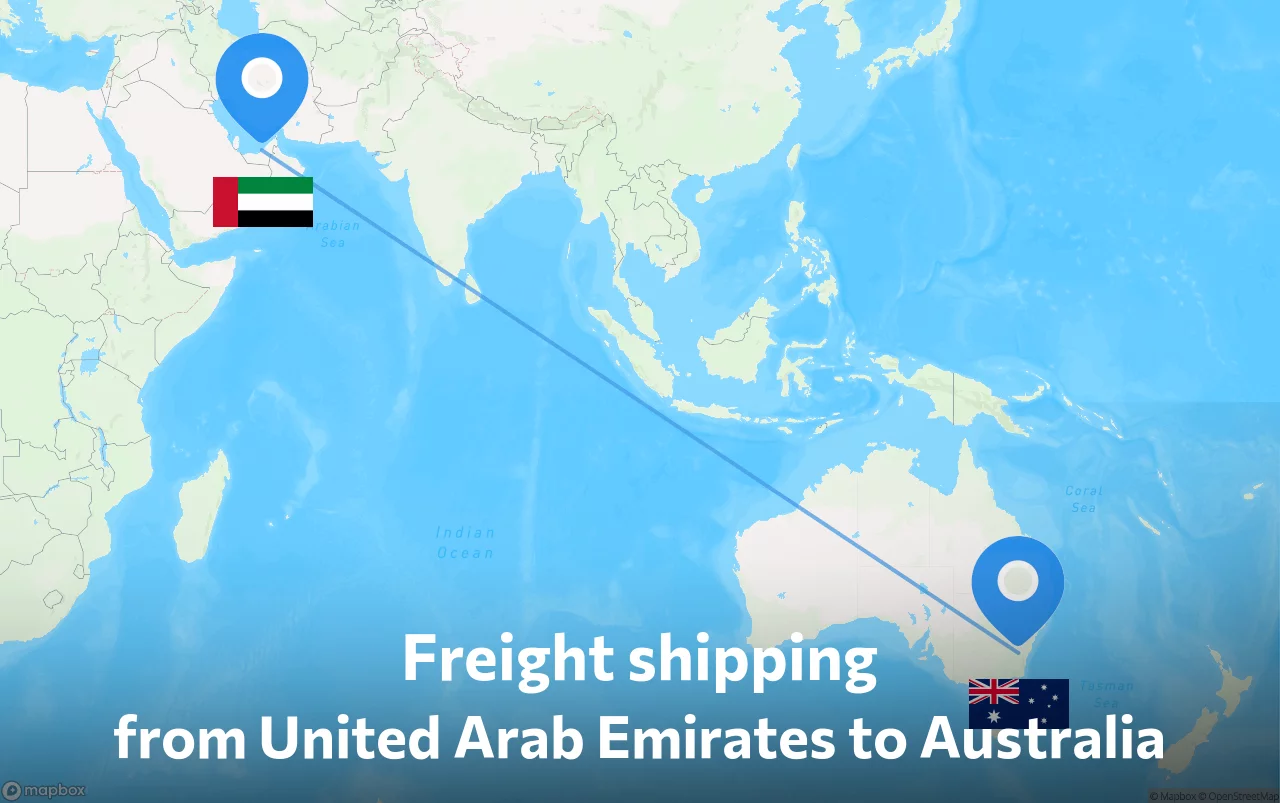 Shipping route from United Arab Emirates to Australia