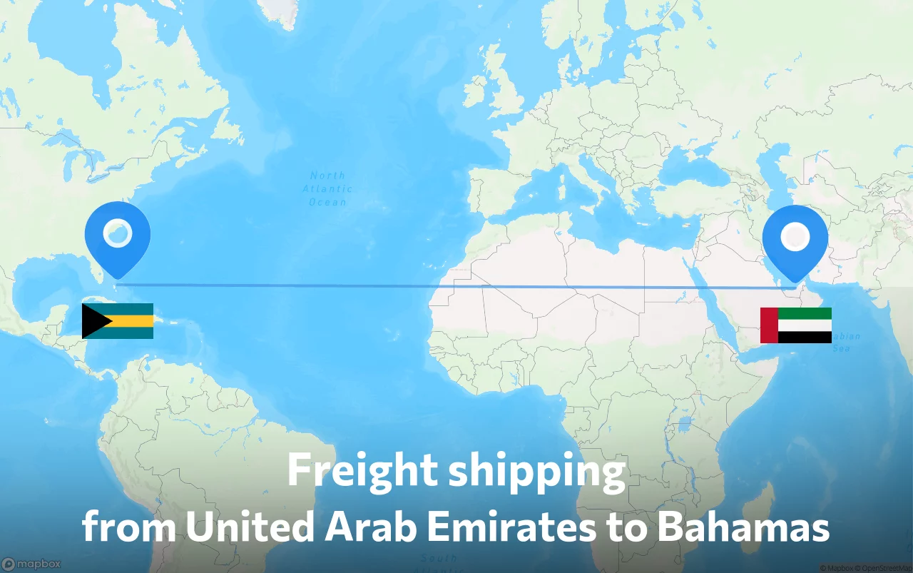 Shipping route from United Arab Emirates to Bahamas