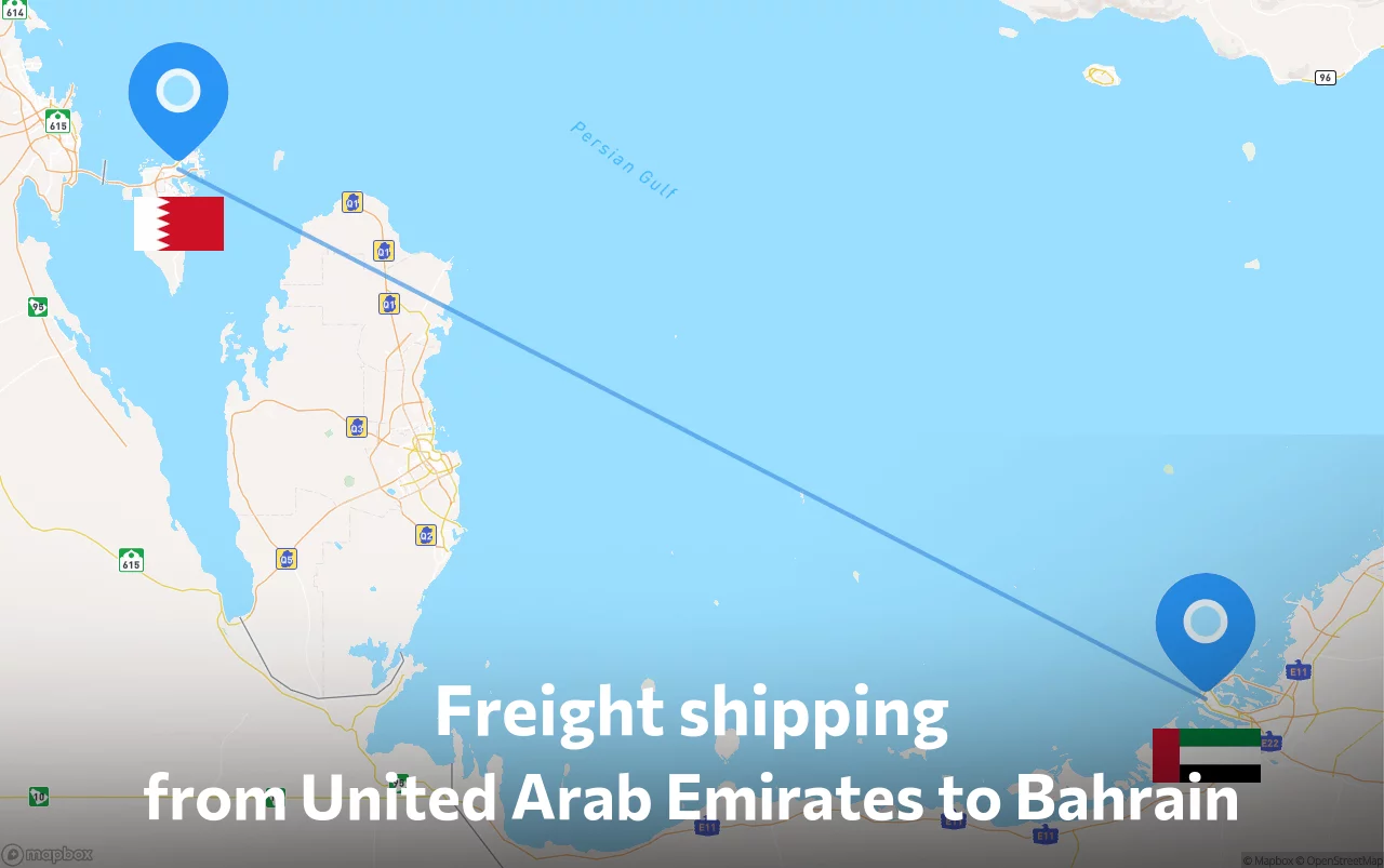 Shipping route from United Arab Emirates to Bahrain