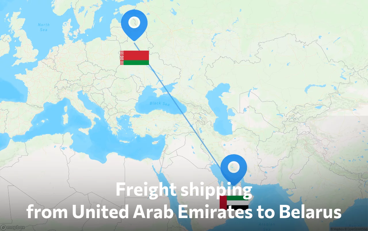 Shipping route from United Arab Emirates to Belarus