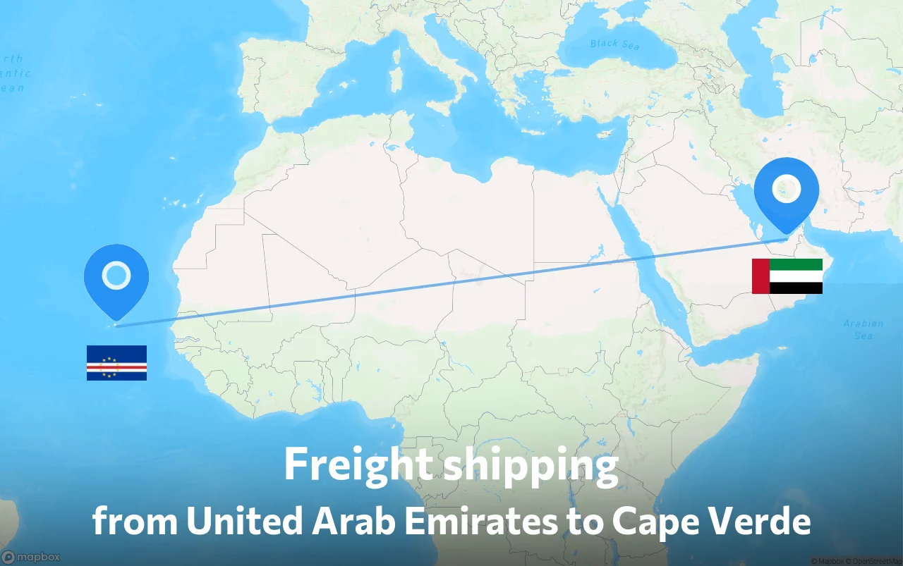 Shipping route from United Arab Emirates to Cape Verde