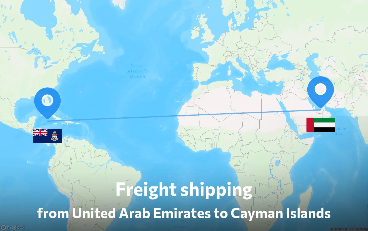 Shipping route from United Arab Emirates to Cayman Islands