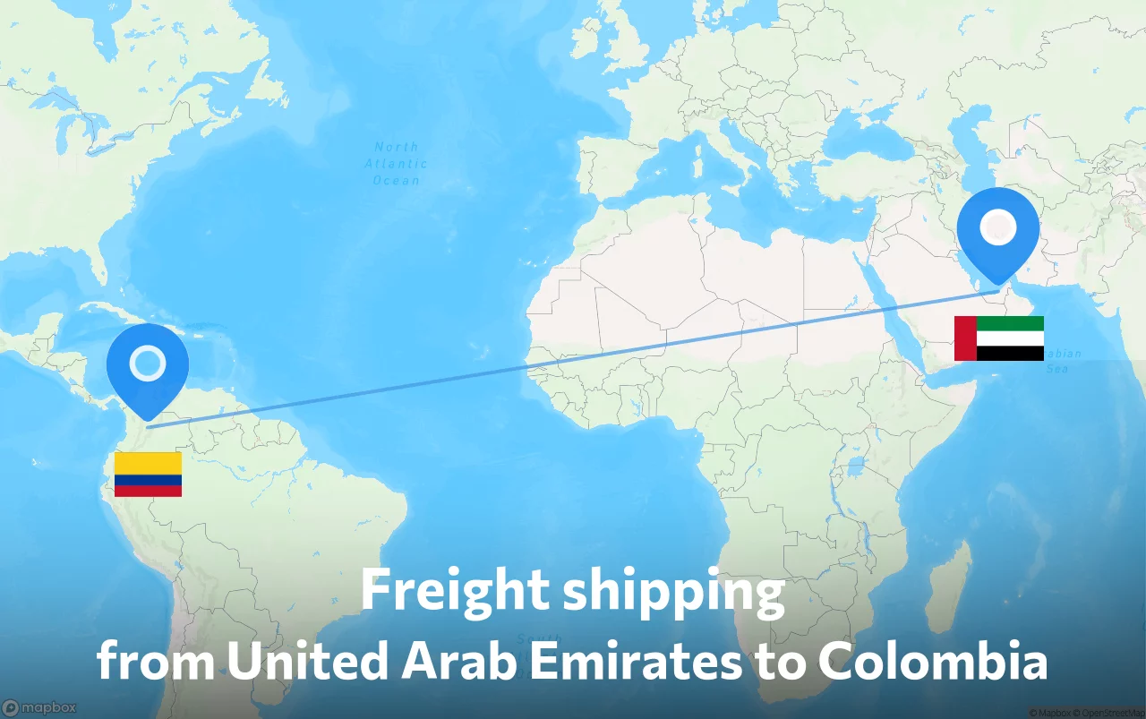 Shipping route from United Arab Emirates to Colombia