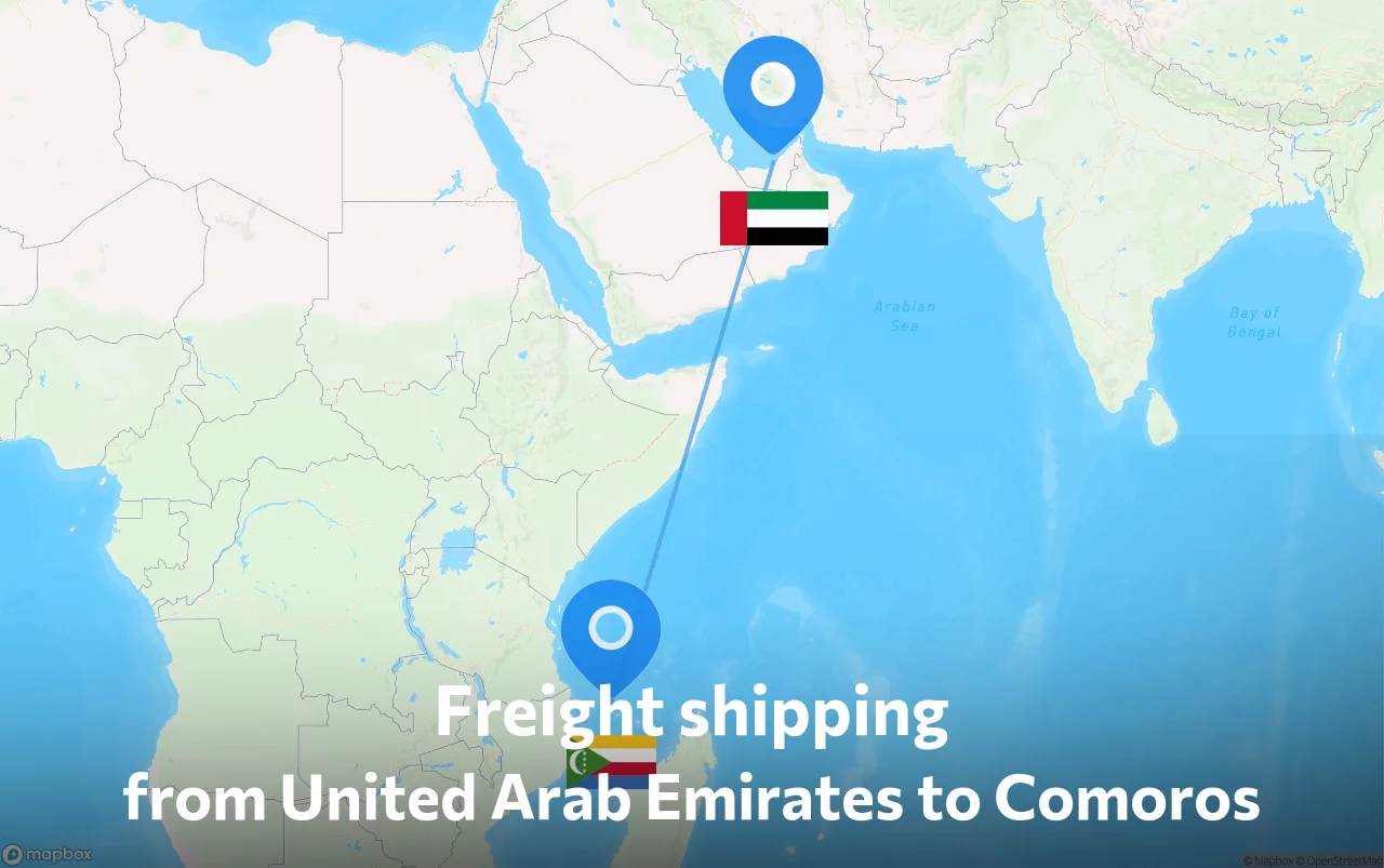 Shipping route from United Arab Emirates to Comoros