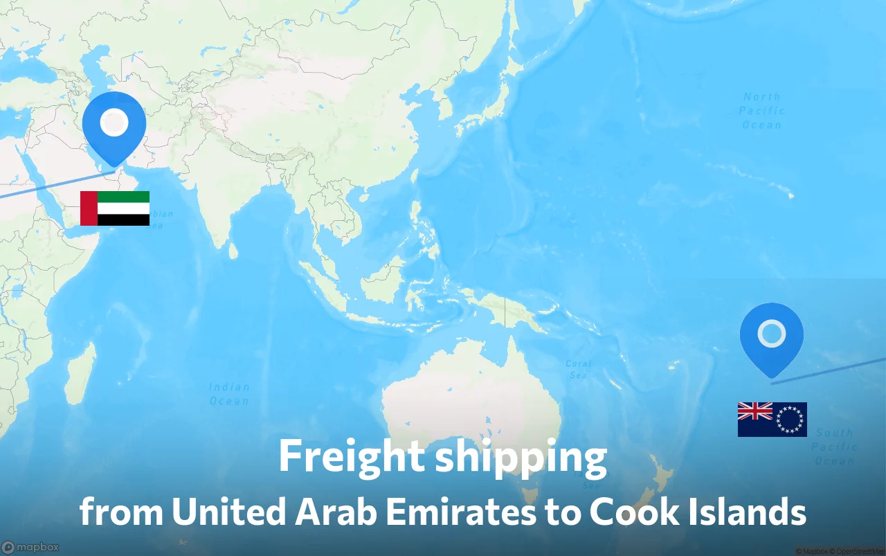 Shipping route from United Arab Emirates to Cook Islands