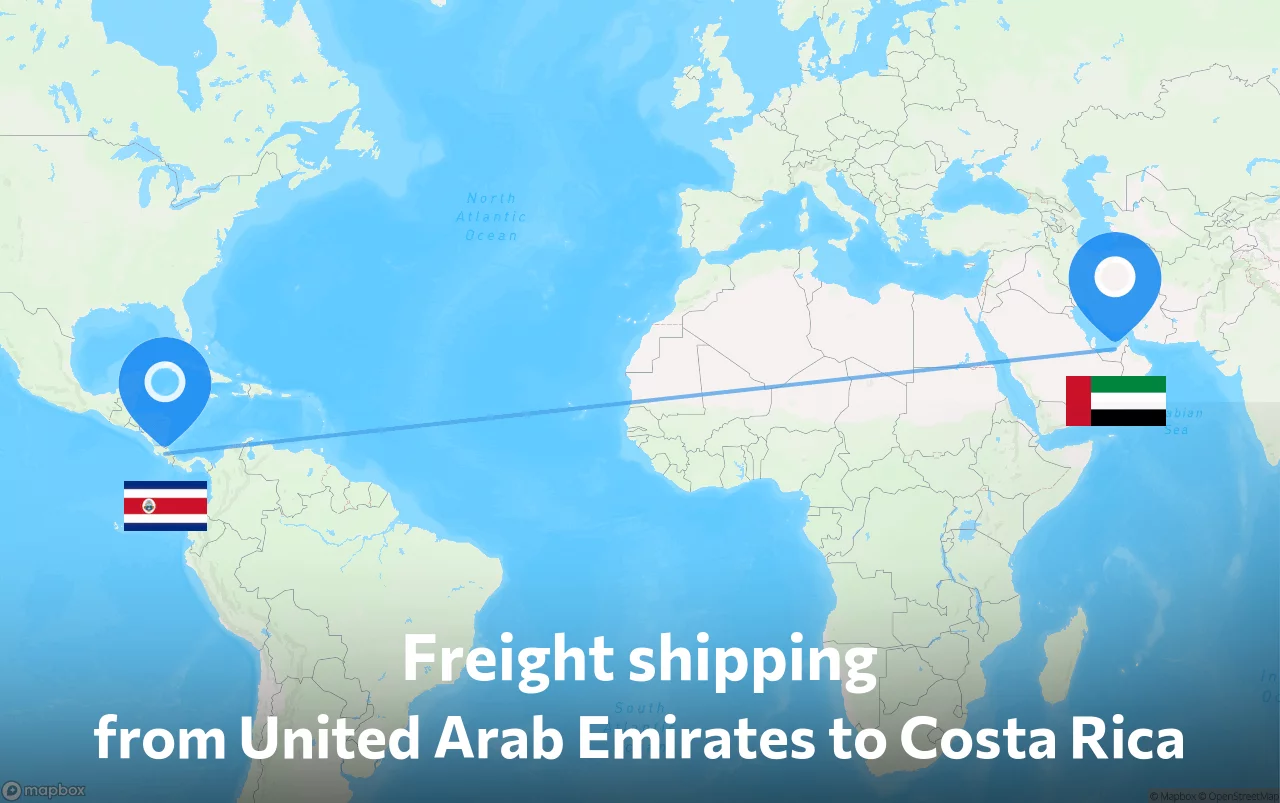 Shipping route from United Arab Emirates to Costa Rica