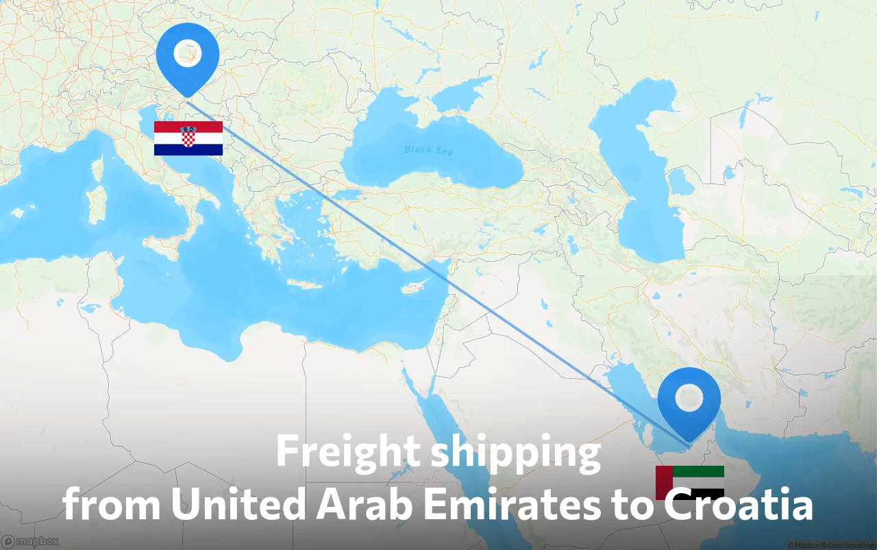 Shipping route from United Arab Emirates to Croatia