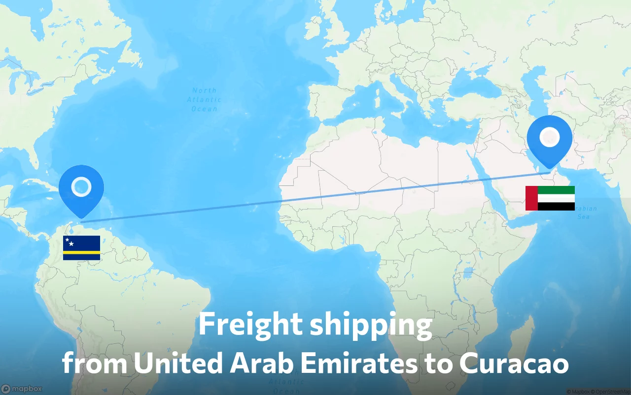 Shipping route from United Arab Emirates to Curacao