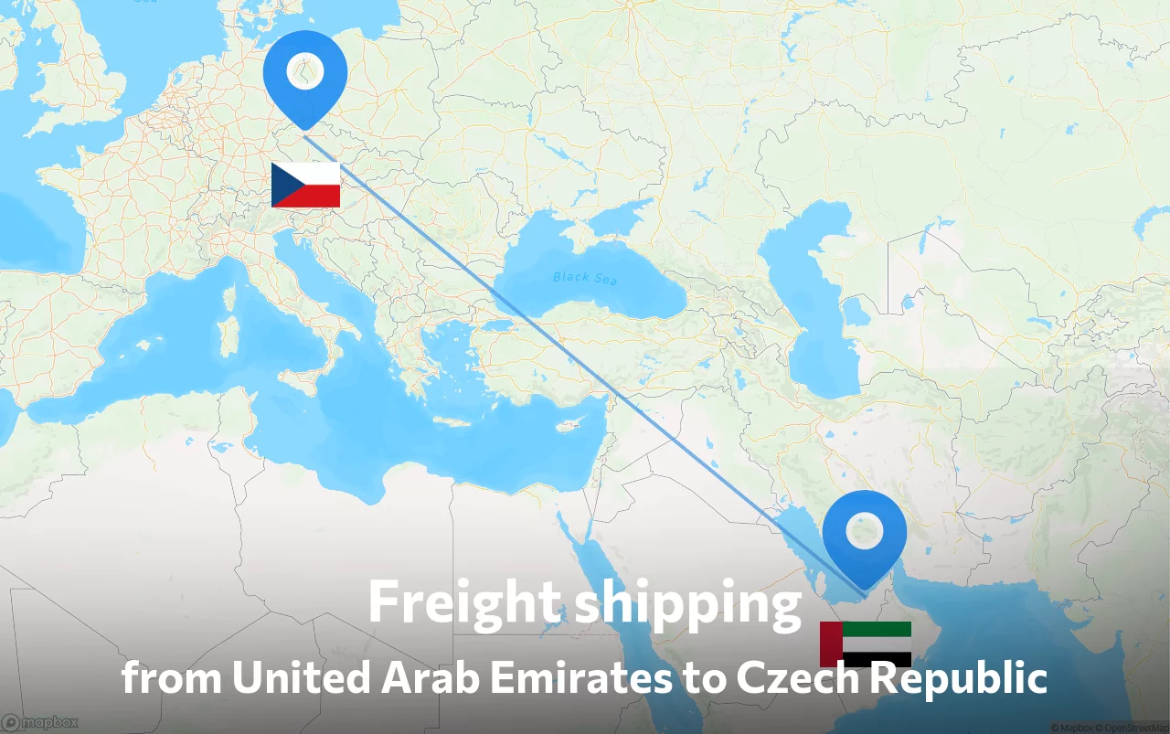 Shipping route from United Arab Emirates to Czech Republic