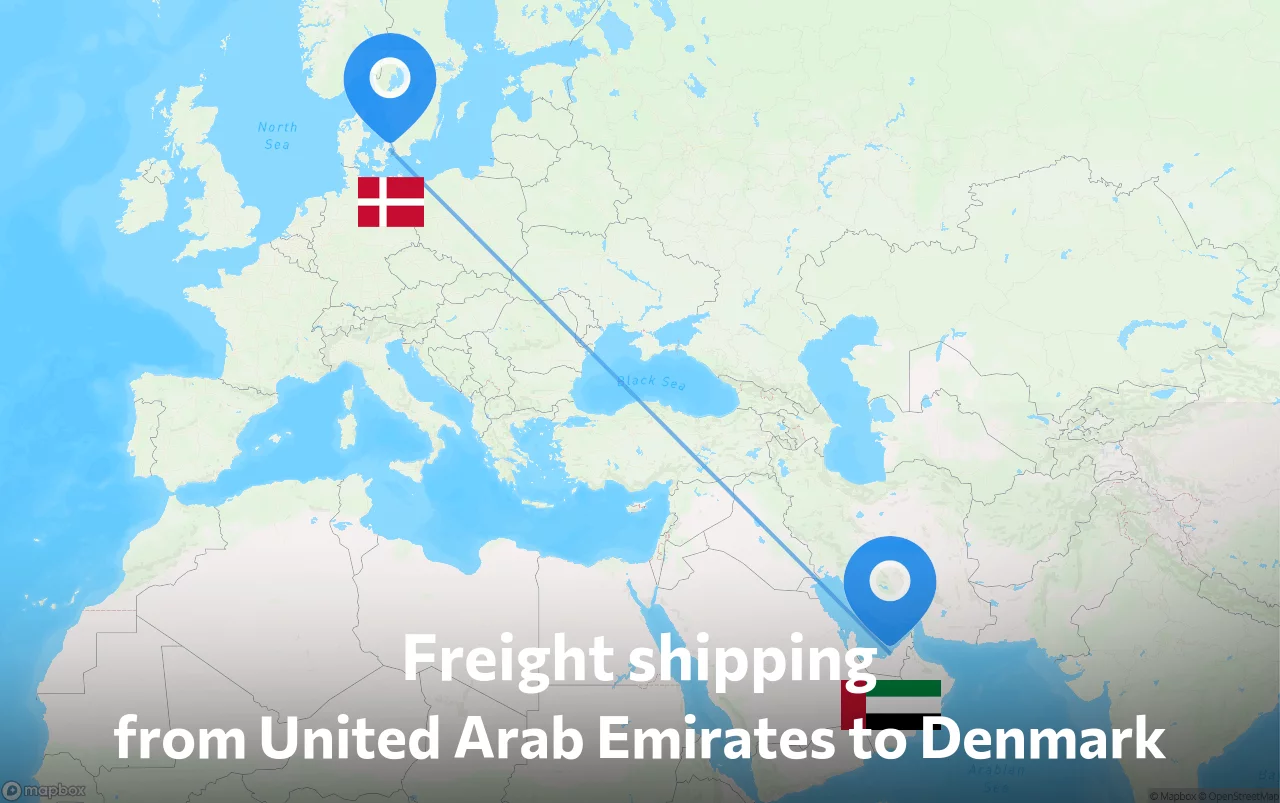 Shipping route from United Arab Emirates to Denmark