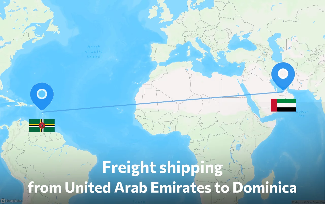 Shipping route from United Arab Emirates to Dominica
