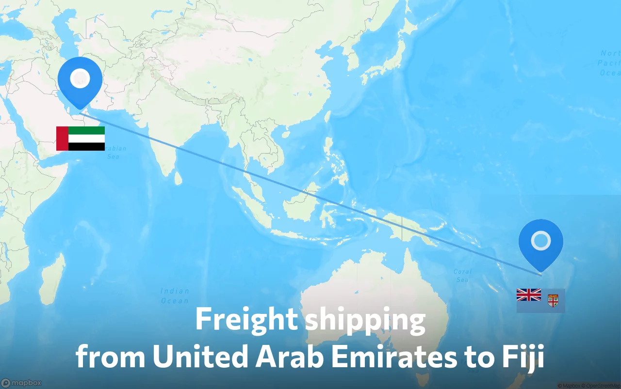 Shipping route from United Arab Emirates to Fiji