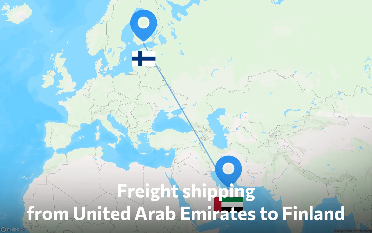 Shipping route from United Arab Emirates to Finland