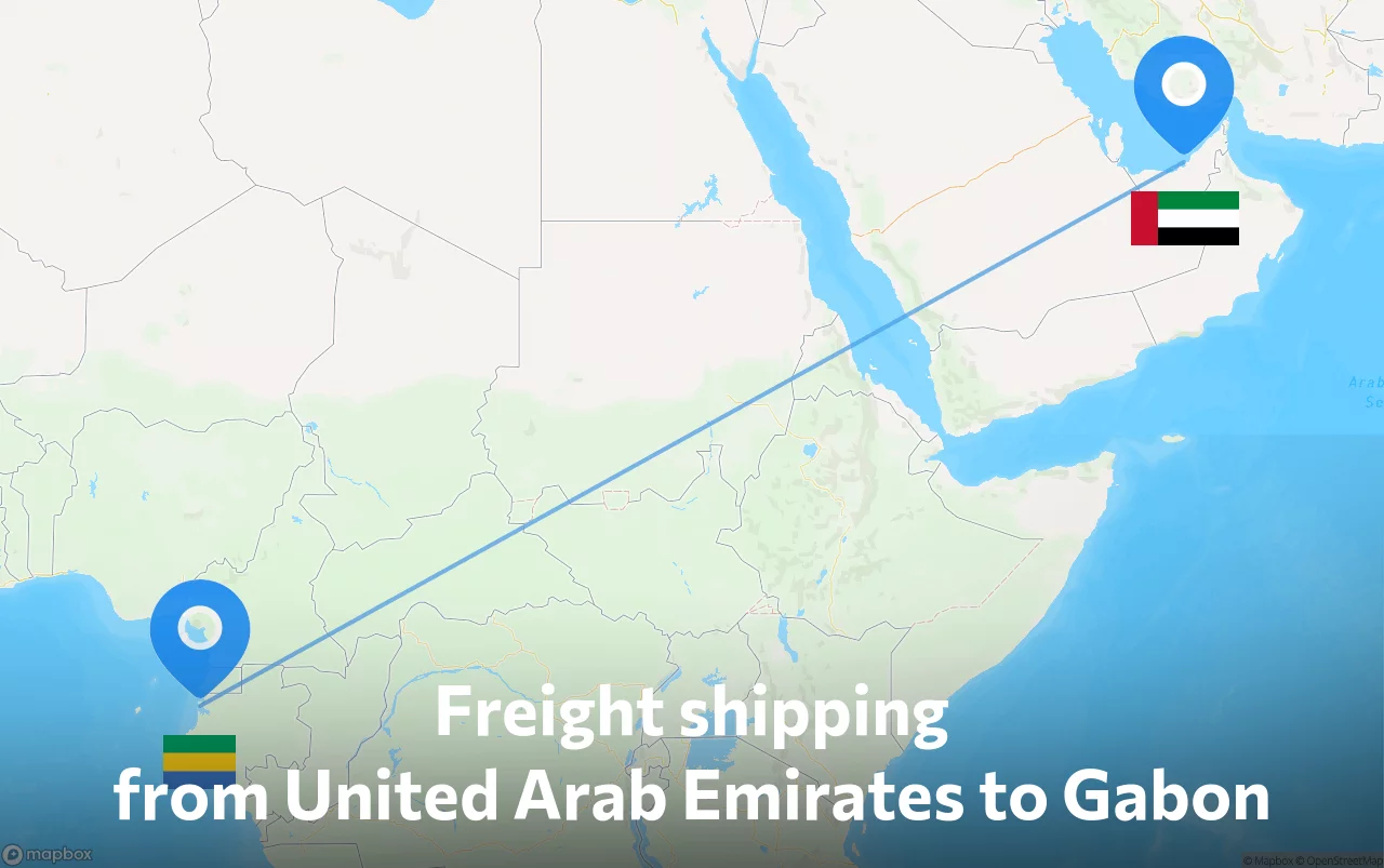 Shipping route from United Arab Emirates to Gabon