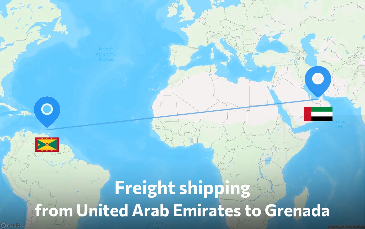 Shipping route from United Arab Emirates to Grenada