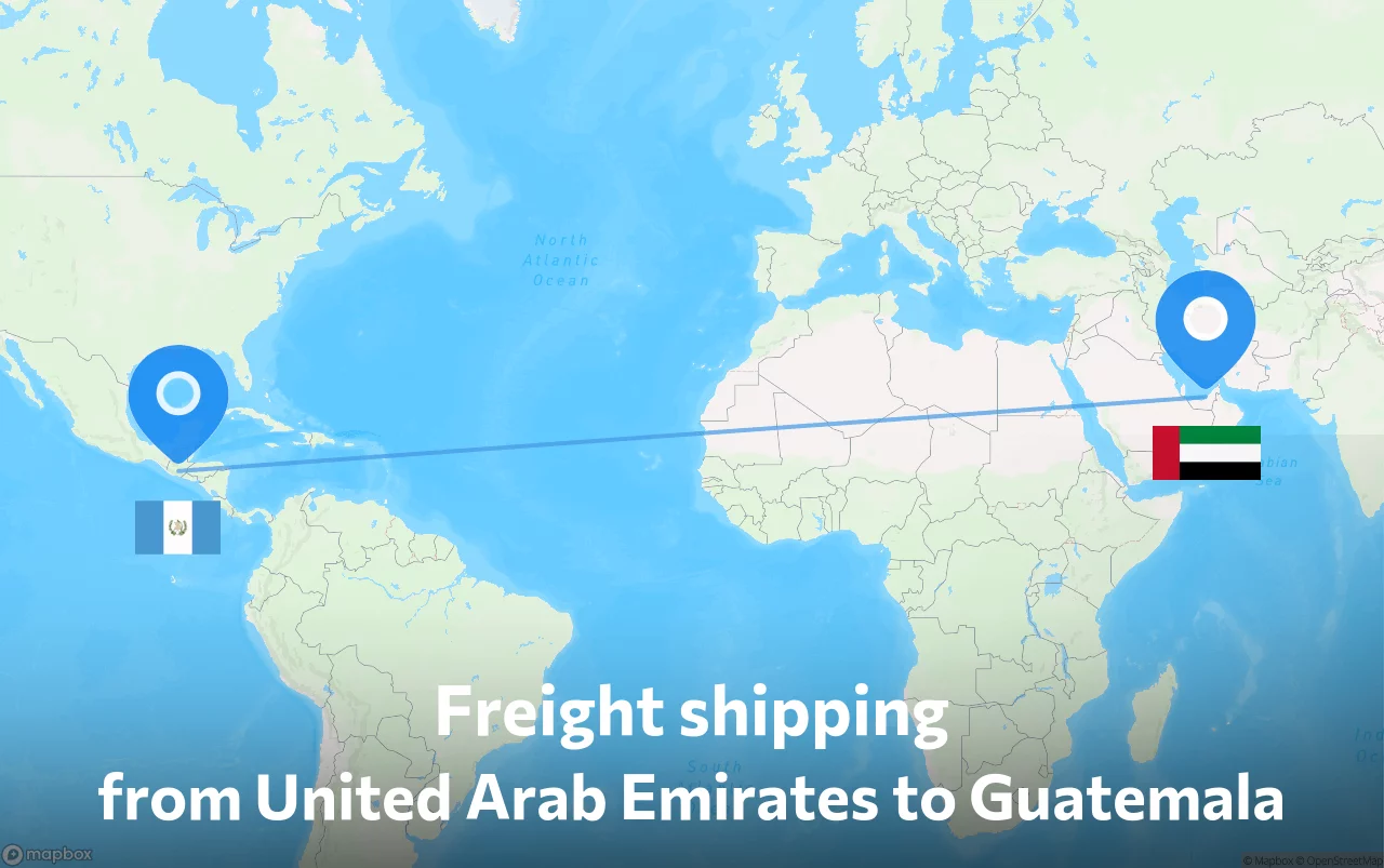 Shipping route from United Arab Emirates to Guatemala