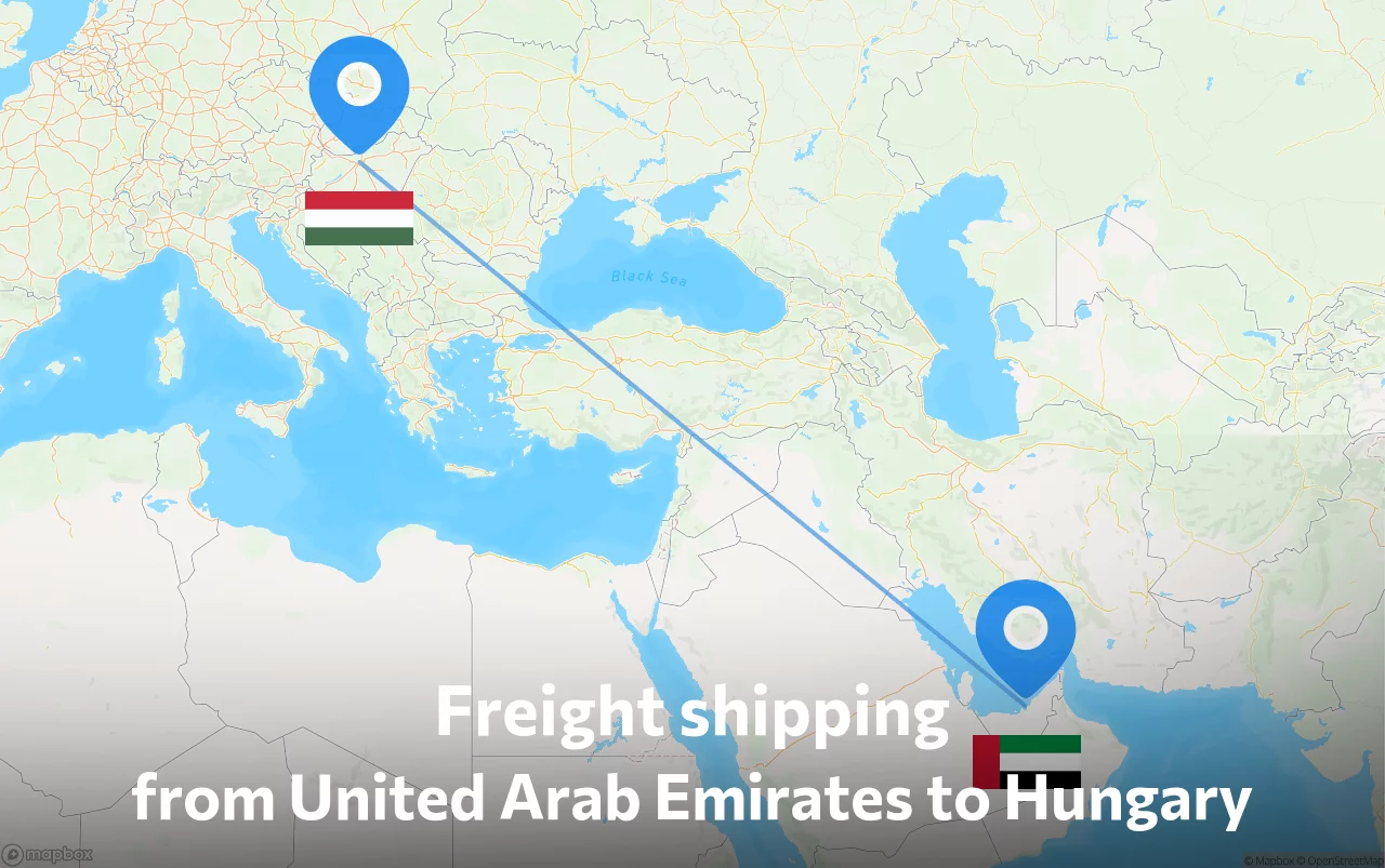 Shipping route from United Arab Emirates to Hungary