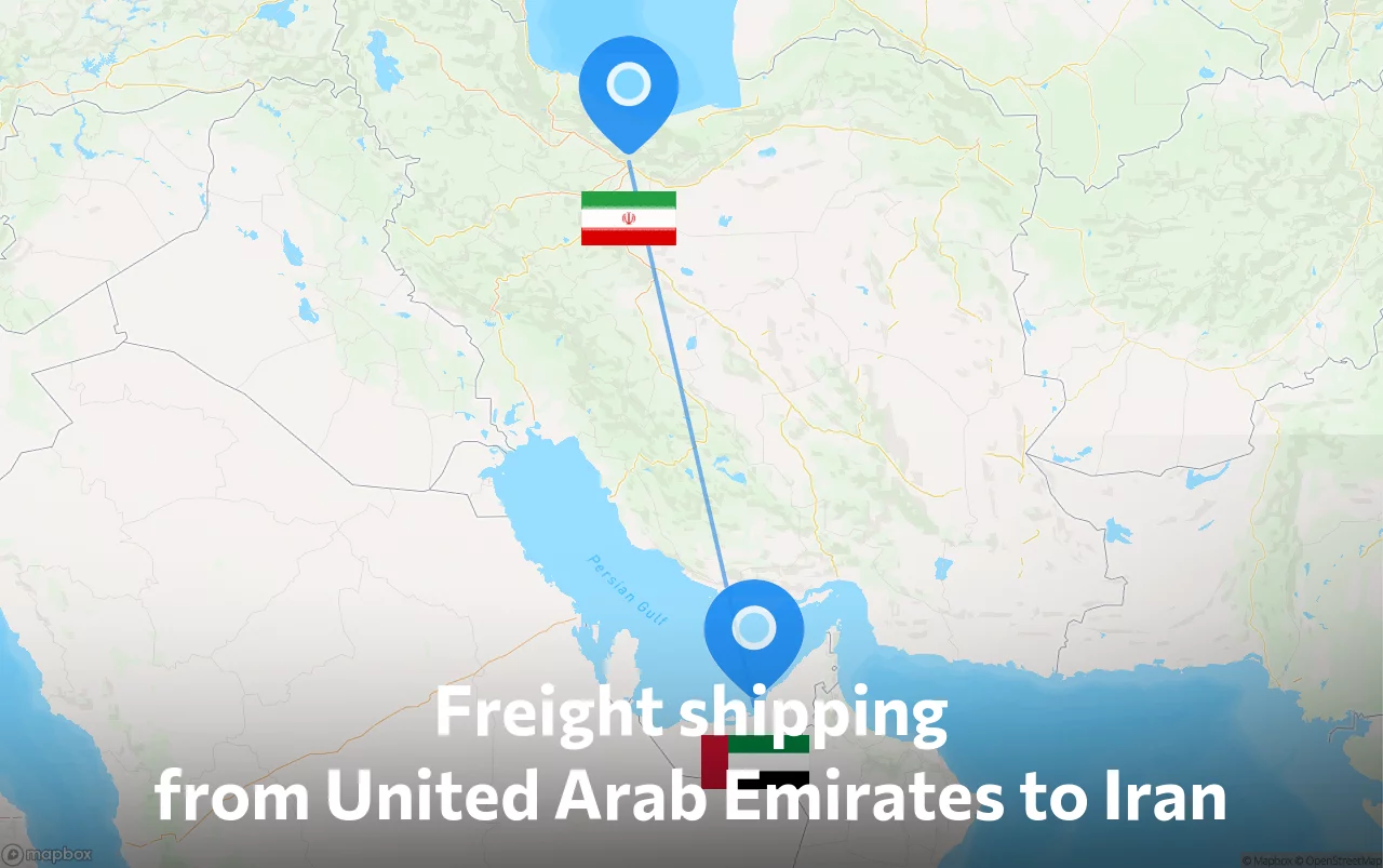 Shipping route from United Arab Emirates to Iran