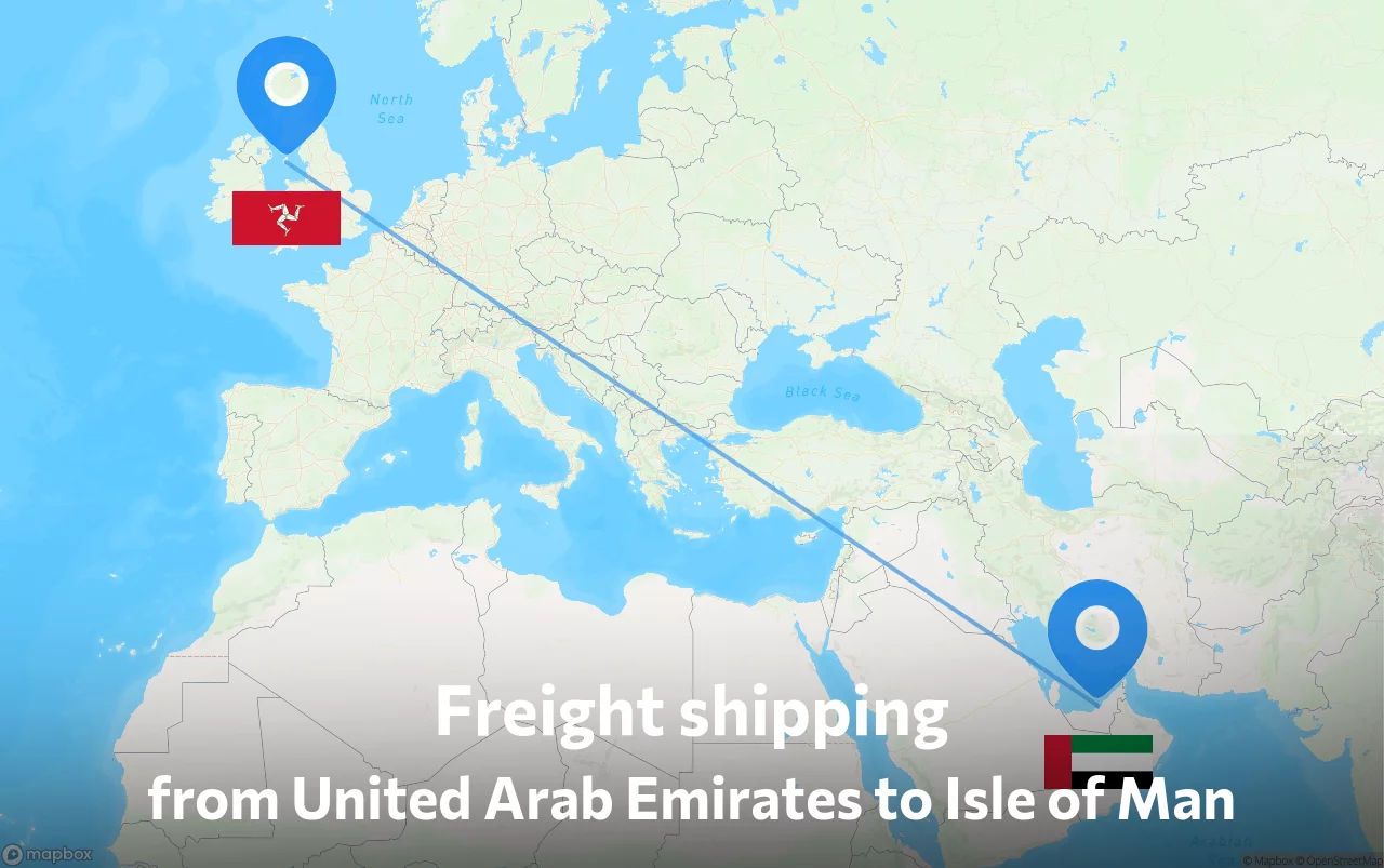 Shipping route from United Arab Emirates to Isle of Man