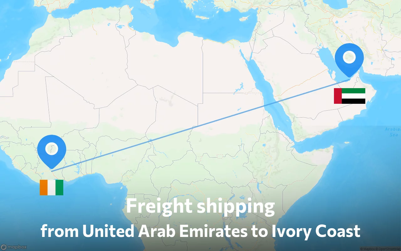 Shipping route from United Arab Emirates to Ivory Coast