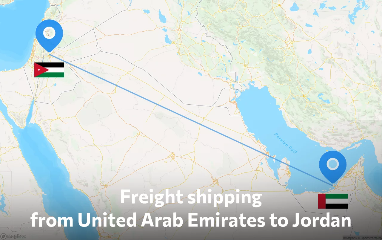 Shipping route from United Arab Emirates to Jordan