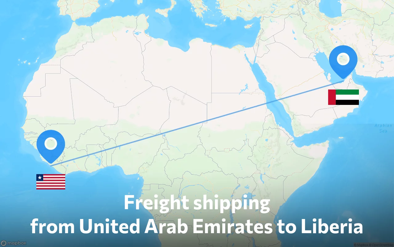 Shipping route from United Arab Emirates to Liberia