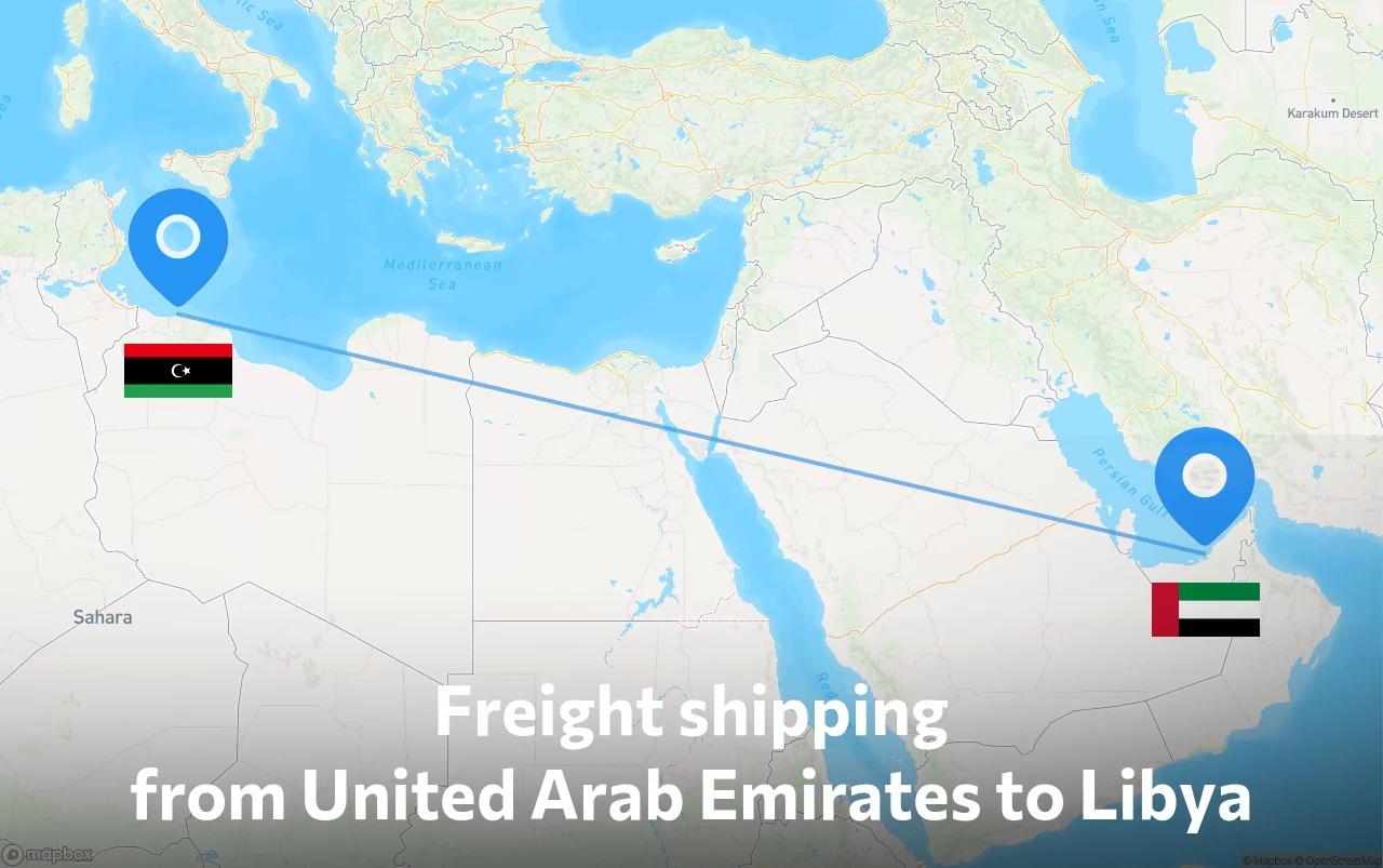 Shipping route from United Arab Emirates to Libya