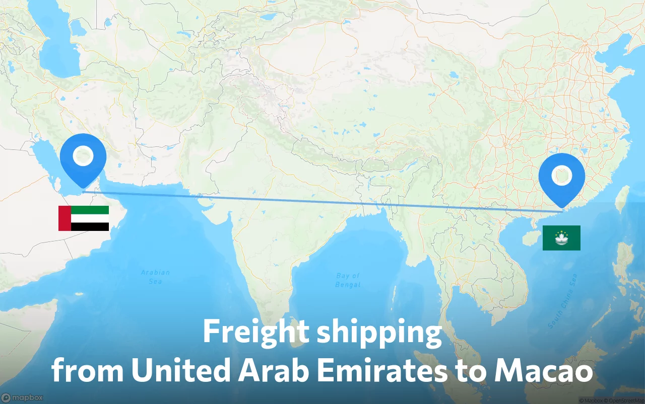 Shipping route from United Arab Emirates to Macao