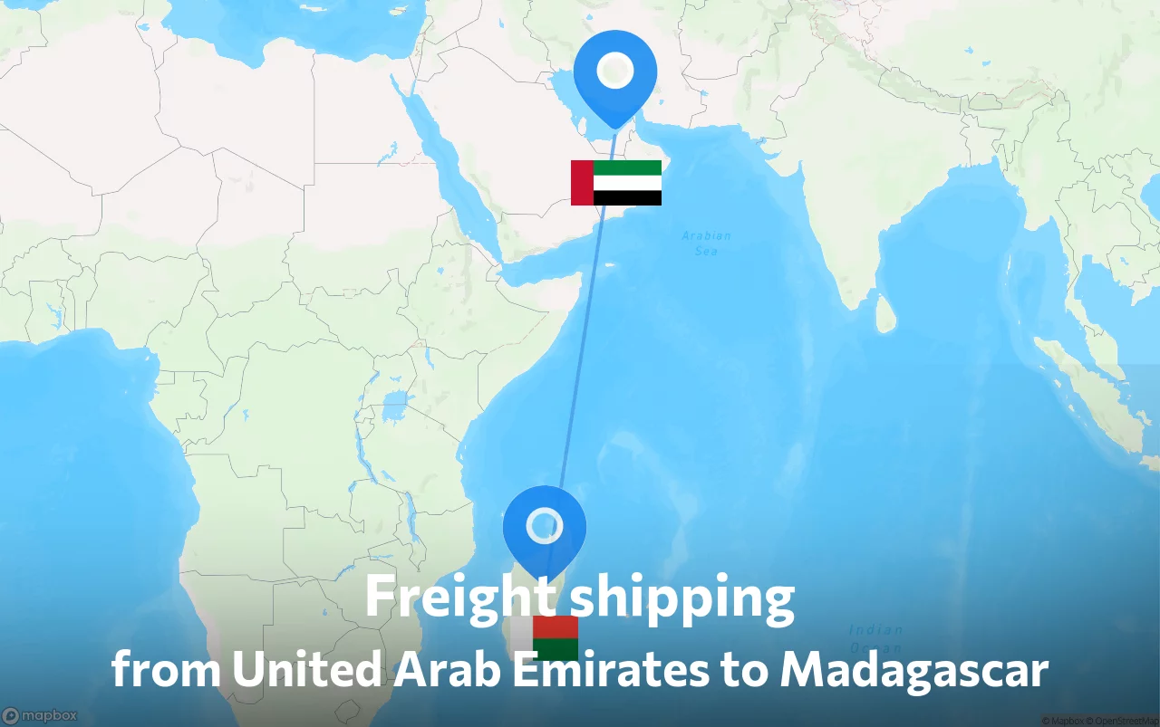 Shipping route from United Arab Emirates to Madagascar