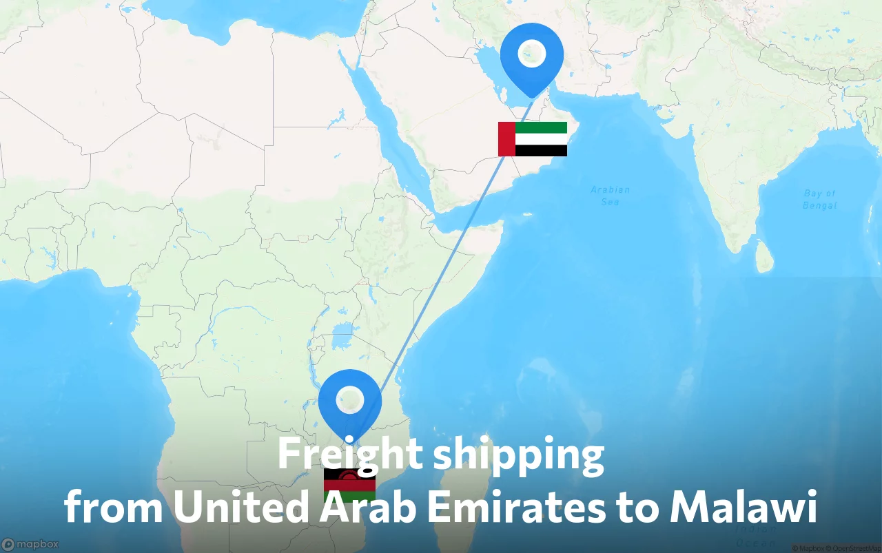Shipping route from United Arab Emirates to Malawi