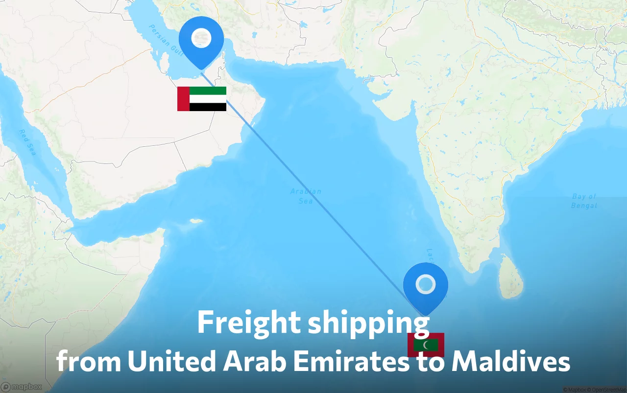 Shipping route from United Arab Emirates to Maldives
