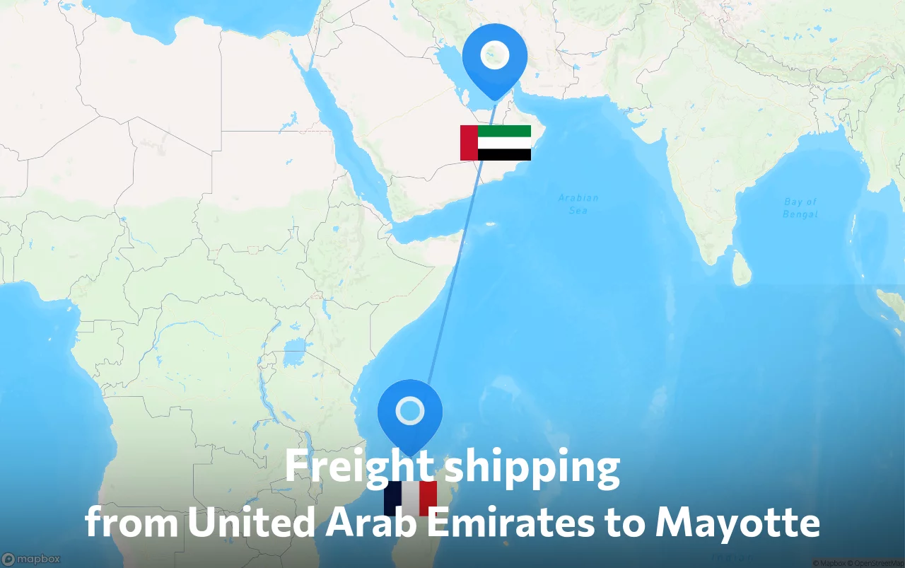 Shipping route from United Arab Emirates to Mayotte