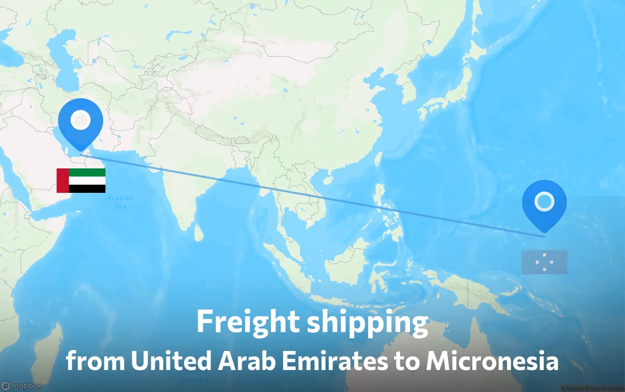 Shipping route from United Arab Emirates to Micronesia