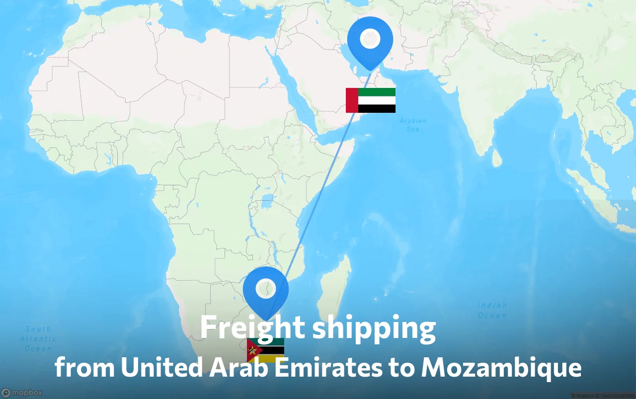Shipping route from United Arab Emirates to Mozambique