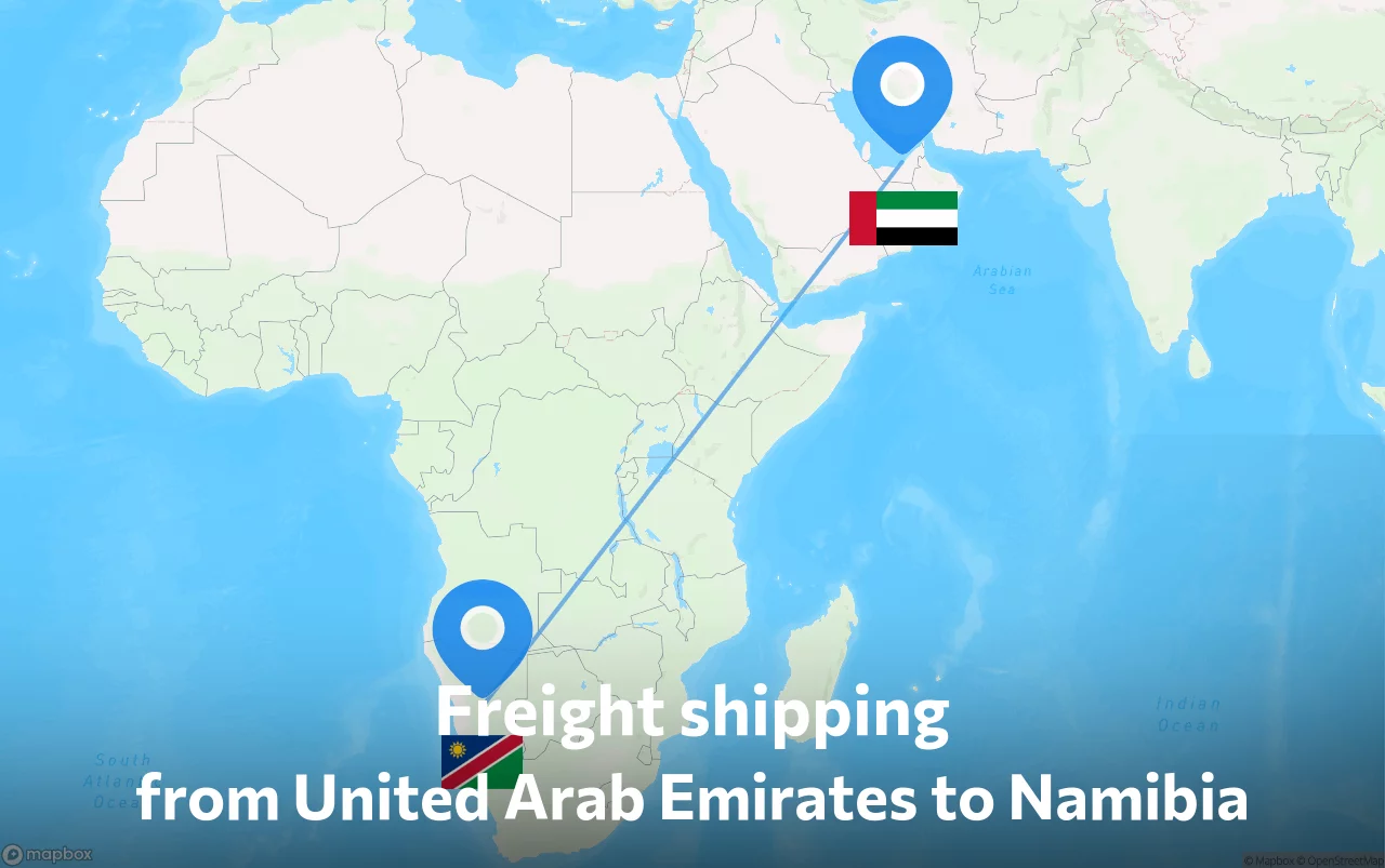 Shipping route from United Arab Emirates to Namibia