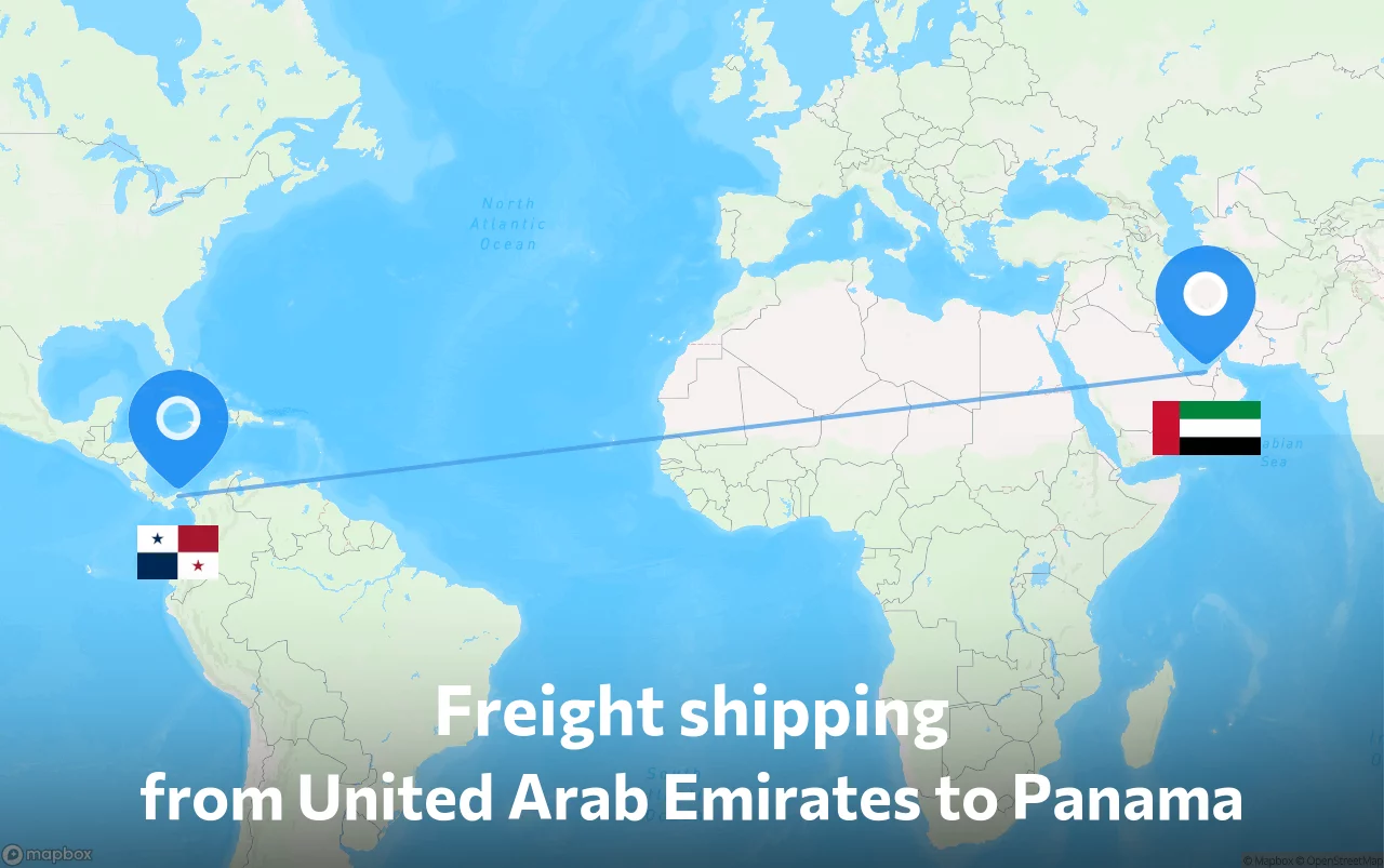 Shipping route from United Arab Emirates to Panama