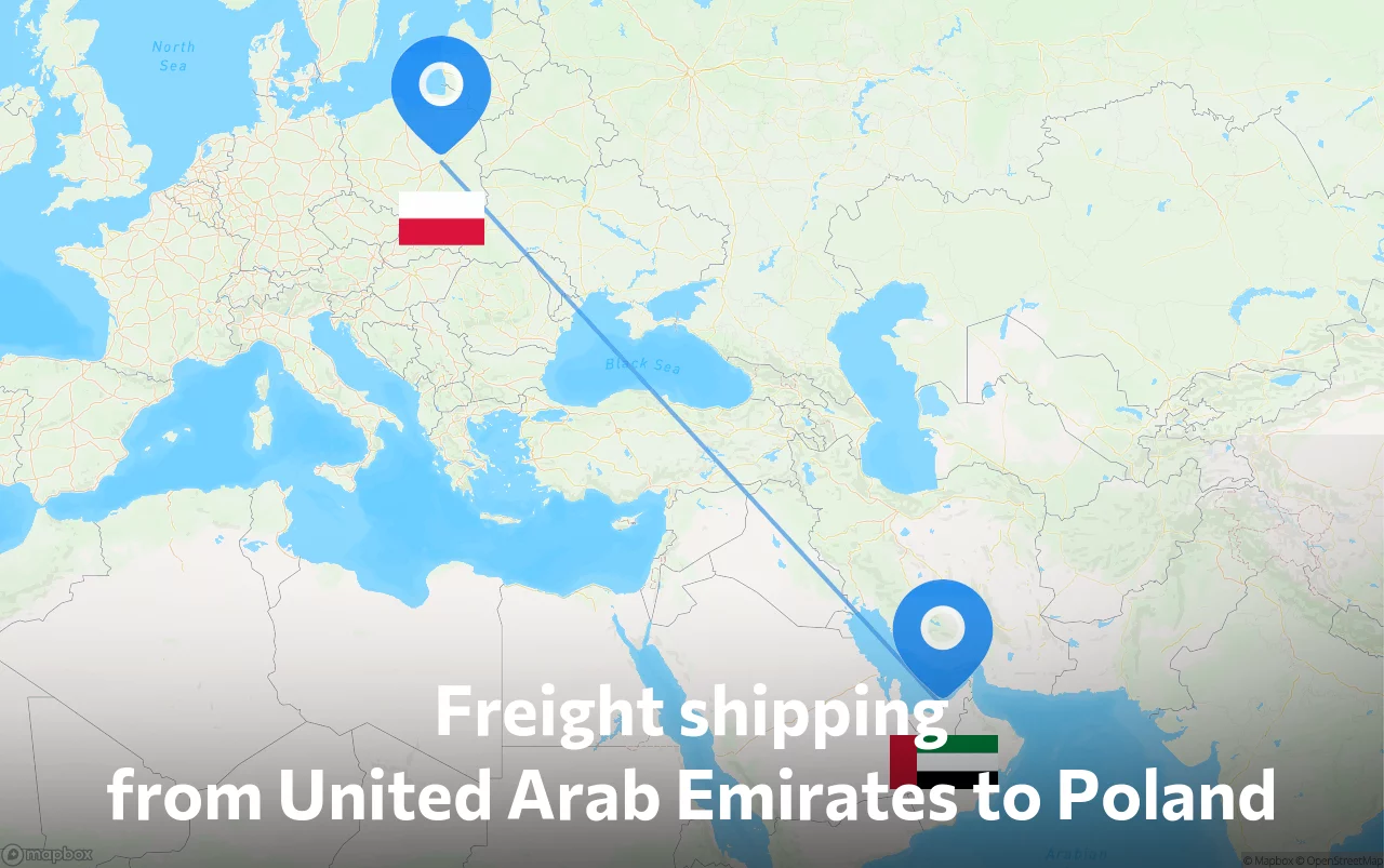 Shipping route from United Arab Emirates to Poland