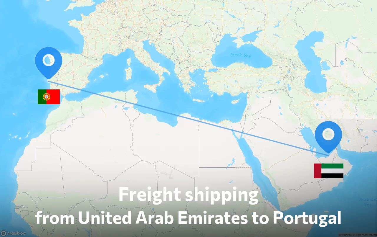 Shipping route from United Arab Emirates to Portugal