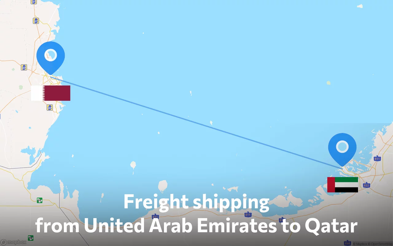 Shipping route from United Arab Emirates to Qatar