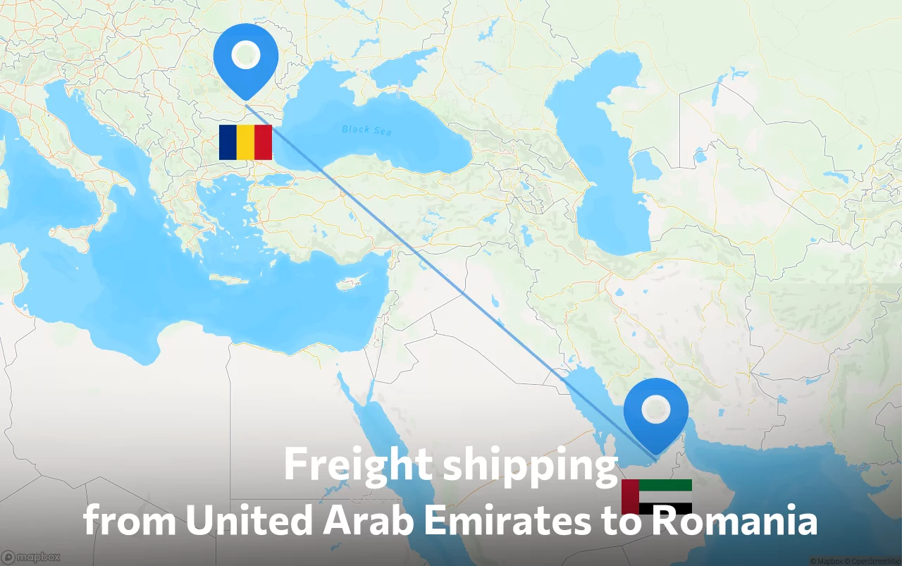 Shipping route from United Arab Emirates to Romania