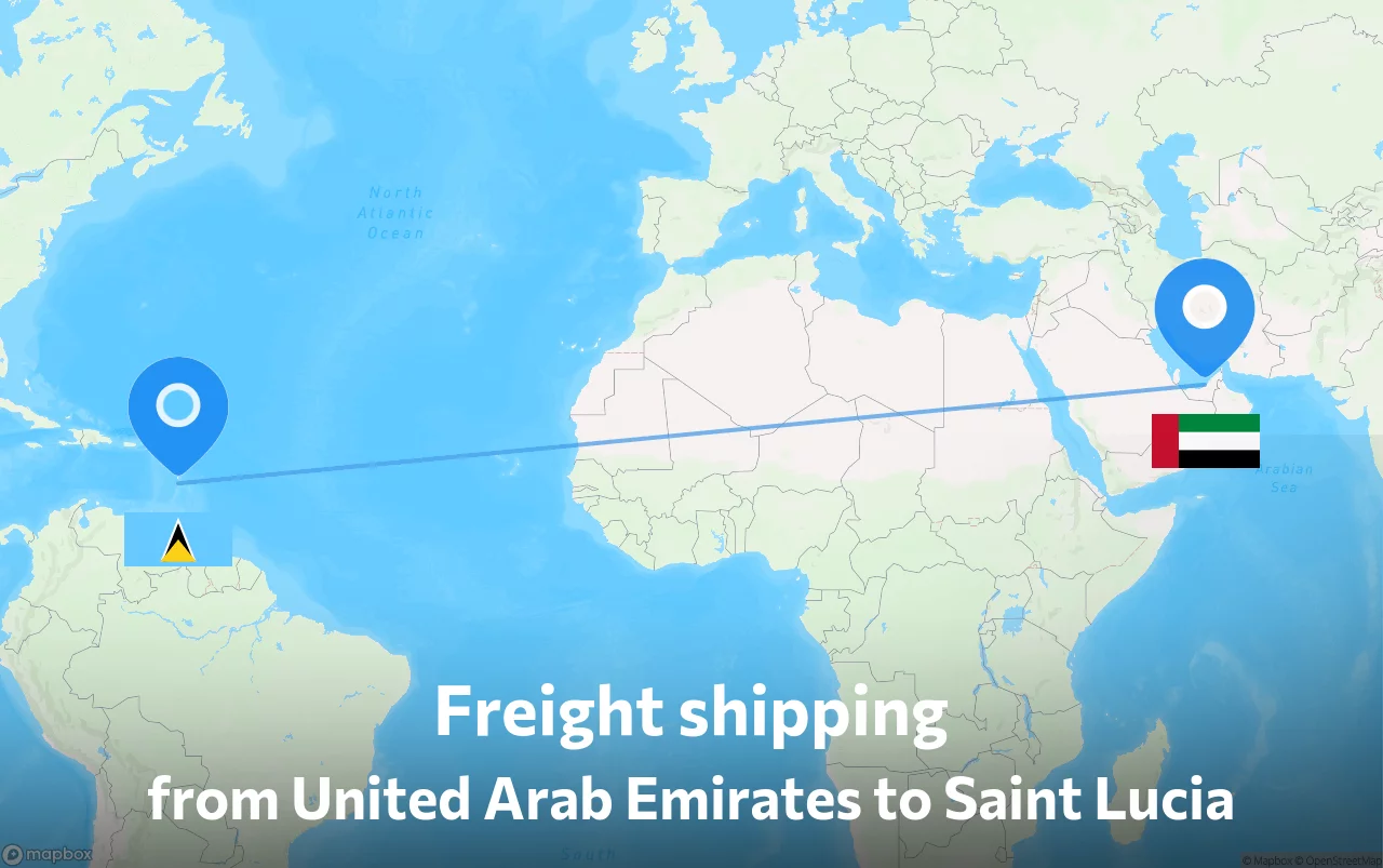 Shipping route from United Arab Emirates to Saint Lucia