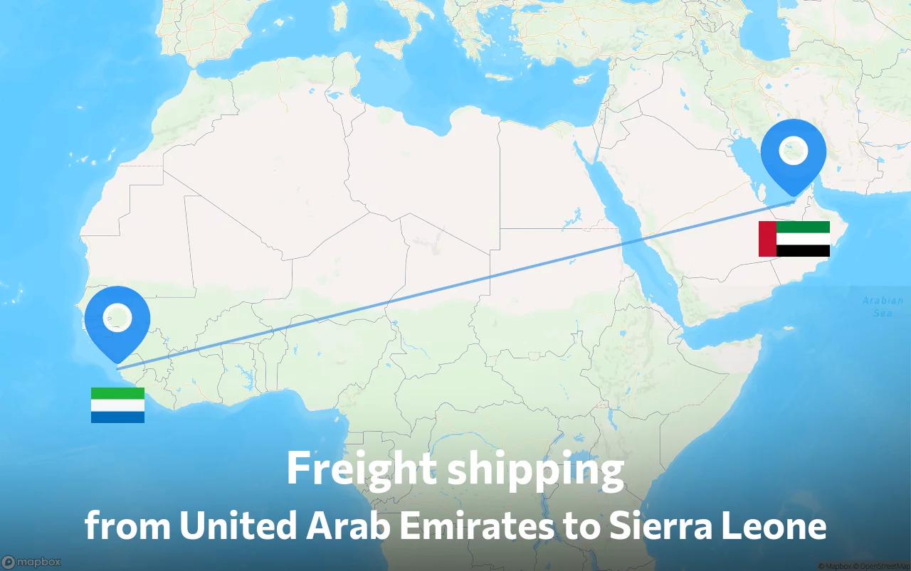Shipping route from United Arab Emirates to Sierra Leone