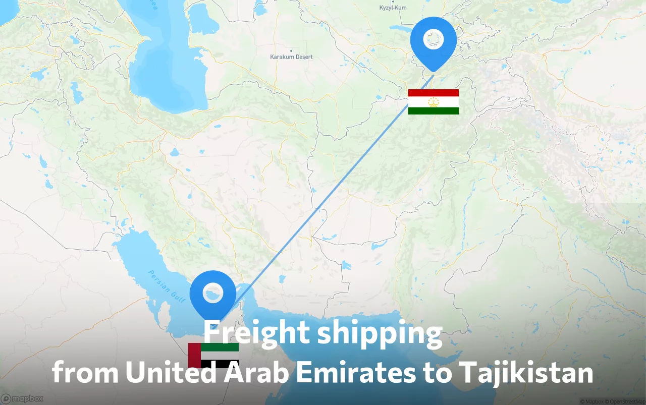 Shipping route from United Arab Emirates to Tajikistan