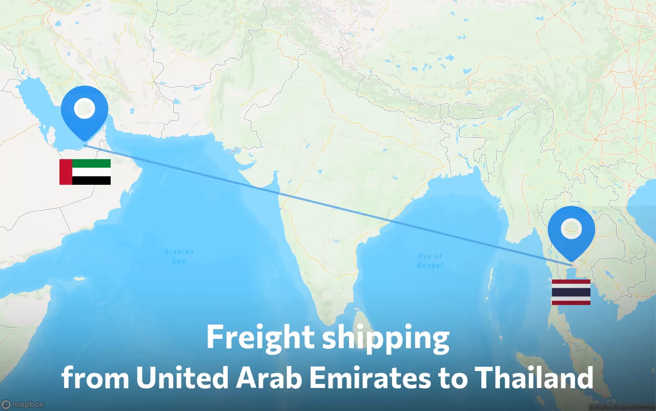 Shipping route from United Arab Emirates to Thailand