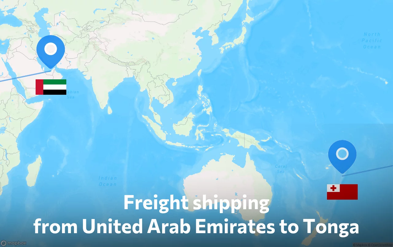 Shipping route from United Arab Emirates to Tonga